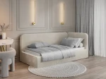 Divano singolo imbottito 90x200 con contenitore con struttura, Leo Bluvel 22 Beige
