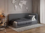 Divano singolo imbottito 90x200 con contenitore con struttura, Leo Colet 17 Grigio