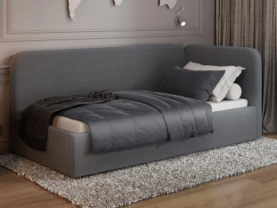Divano singolo imbottito 90x200 con contenitore con struttura, Leo Colet 17 Grigio