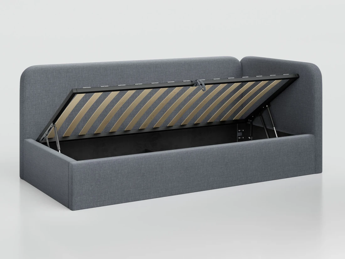 Divano singolo imbottito 90x200 con contenitore con struttura, Leo Colet 17 Grigio