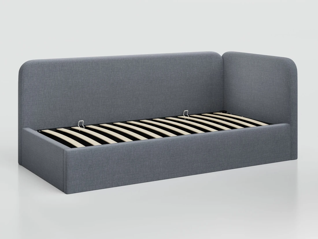 Divano singolo imbottito 90x200 con contenitore con struttura, Leo Colet 17 Grigio
