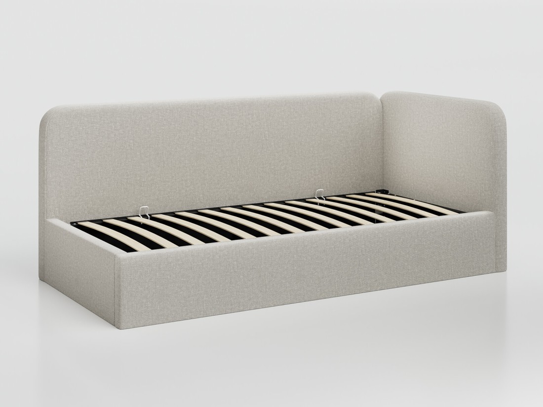 Divano singolo imbottito 90x200 con contenitore con struttura, Leo Colet 24 Beige