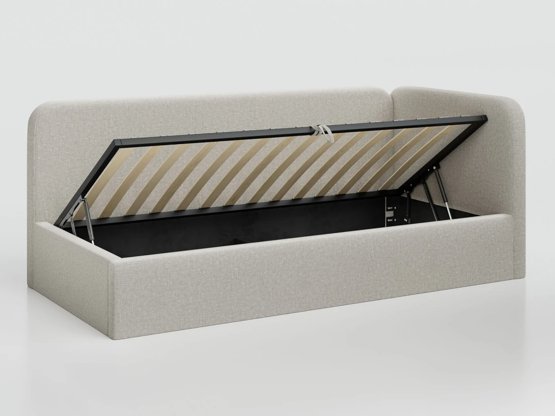 Divano singolo imbottito 90x200 con contenitore con struttura, Leo Colet 24 Beige