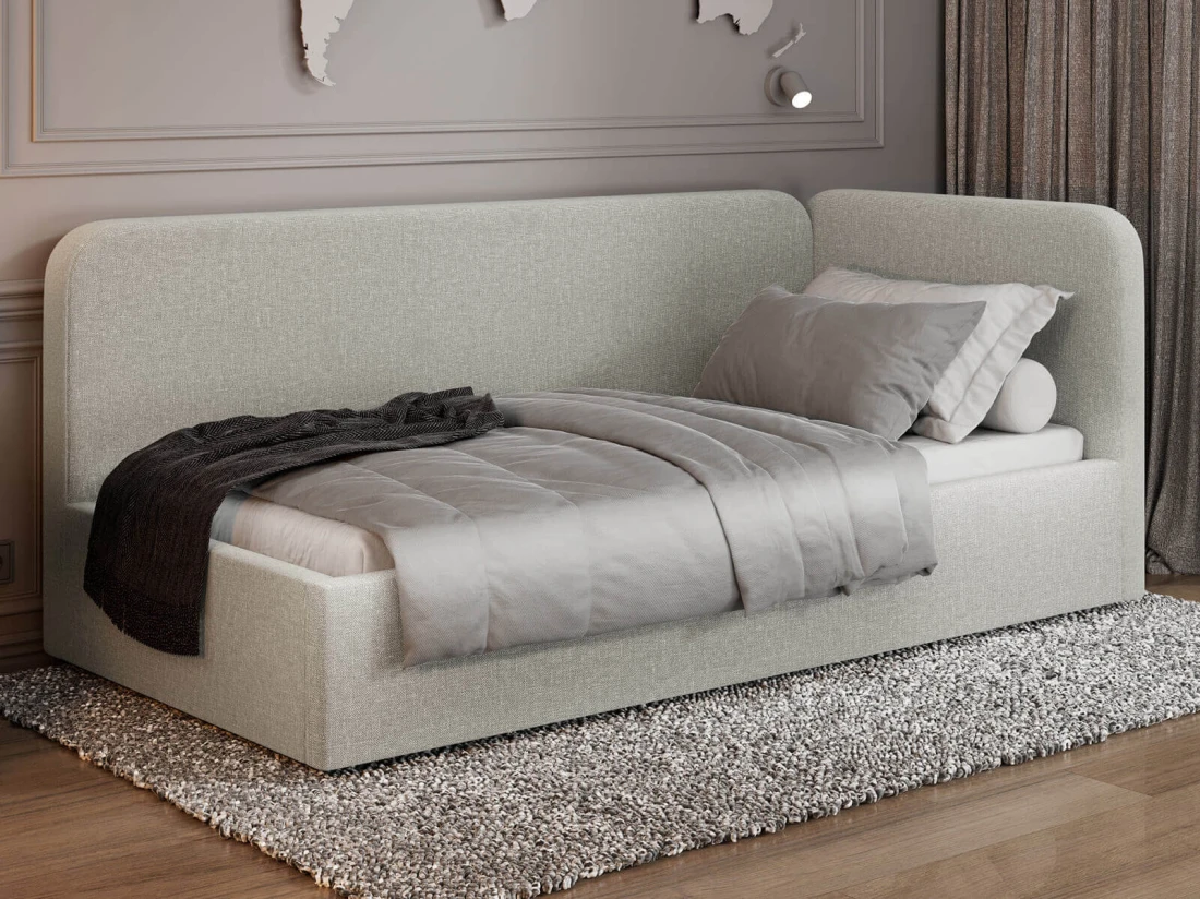 Divano singolo imbottito 90x200 con contenitore con struttura, Leo Colet 24 Beige