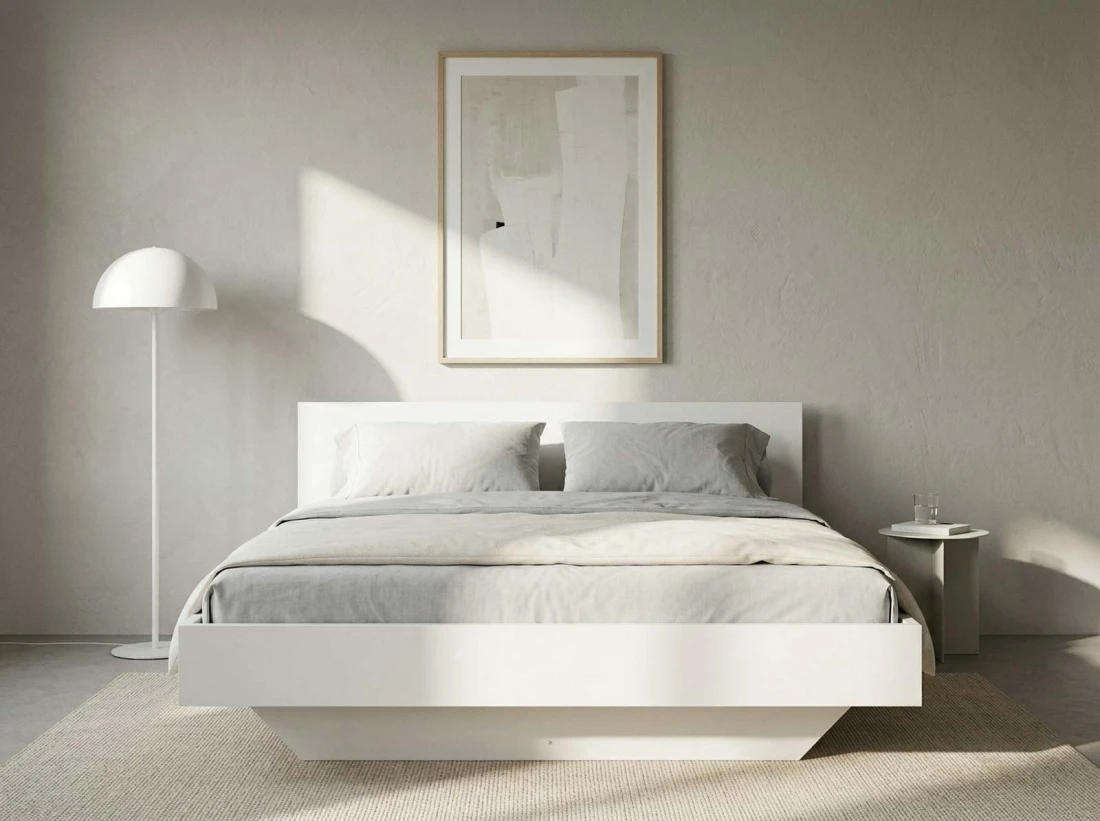 Letto levitante 180x200 bianco DM2 realizzato con pannello per mobili
