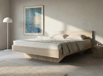 Letto levitante 160x200 rovere sonoma DM2 realizzato con pannello per mobili