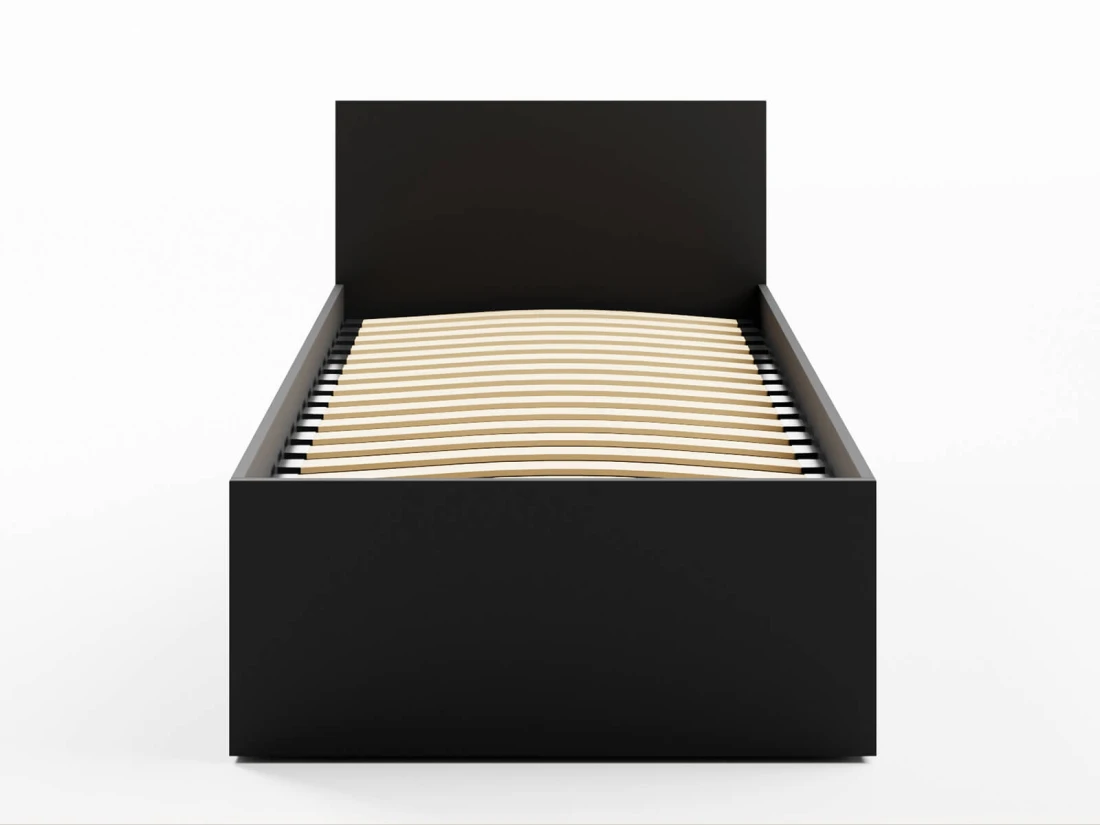 Letto 90x200 DM1 nero con telaio metallico sollevabile e contenitore