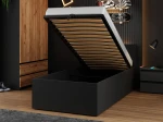 Letto 90x200 DM1 nero con telaio metallico sollevabile e contenitore