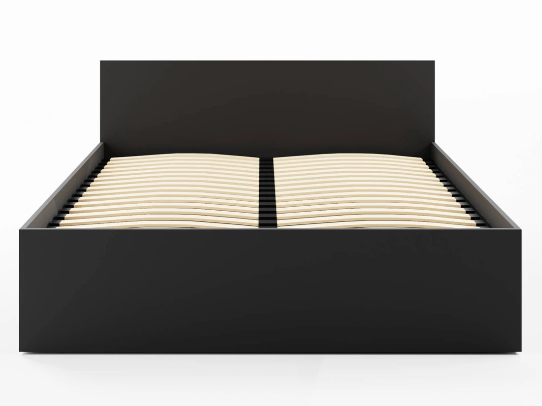Letto 180x200 DM1 nero con telaio metallico sollevabile e contenitore