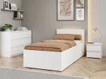 Letto 90x200 DM1 bianco con telaio metallico sollevabile e contenitore