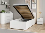 Letto 90x200 DM1 bianco con telaio metallico sollevabile e contenitore