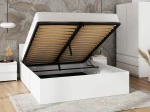 Letto 160x200 DM1 bianco con telaio metallico sollevabile e contenitore