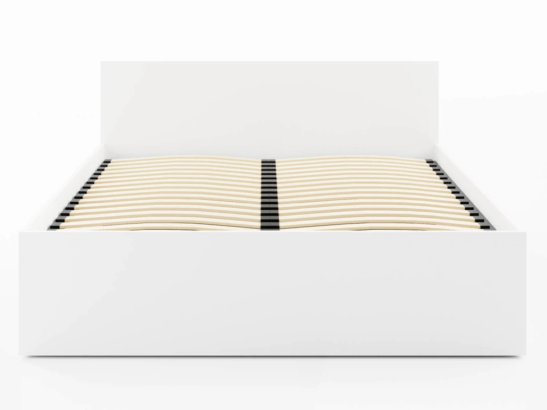 Letto 160x200 DM1 bianco con telaio metallico sollevabile e contenitore
