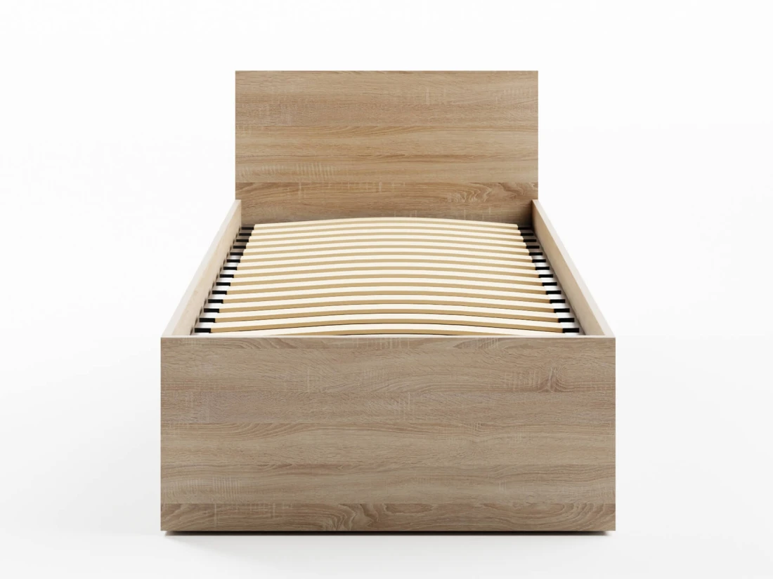 Letto 90x200 DM1 rovere di sonoma con telaio metallico sollevabile e contenitore