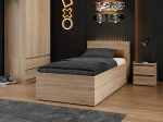 Letto 90x200 DM1 rovere di sonoma con telaio metallico sollevabile e contenitore