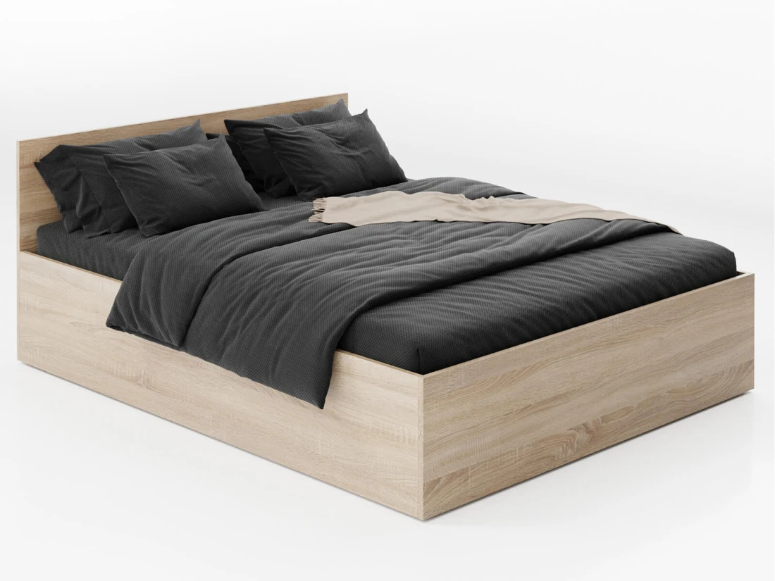 Letto 160x200 DM1 rovere di sonoma con telaio metallico sollevabile e contenitore