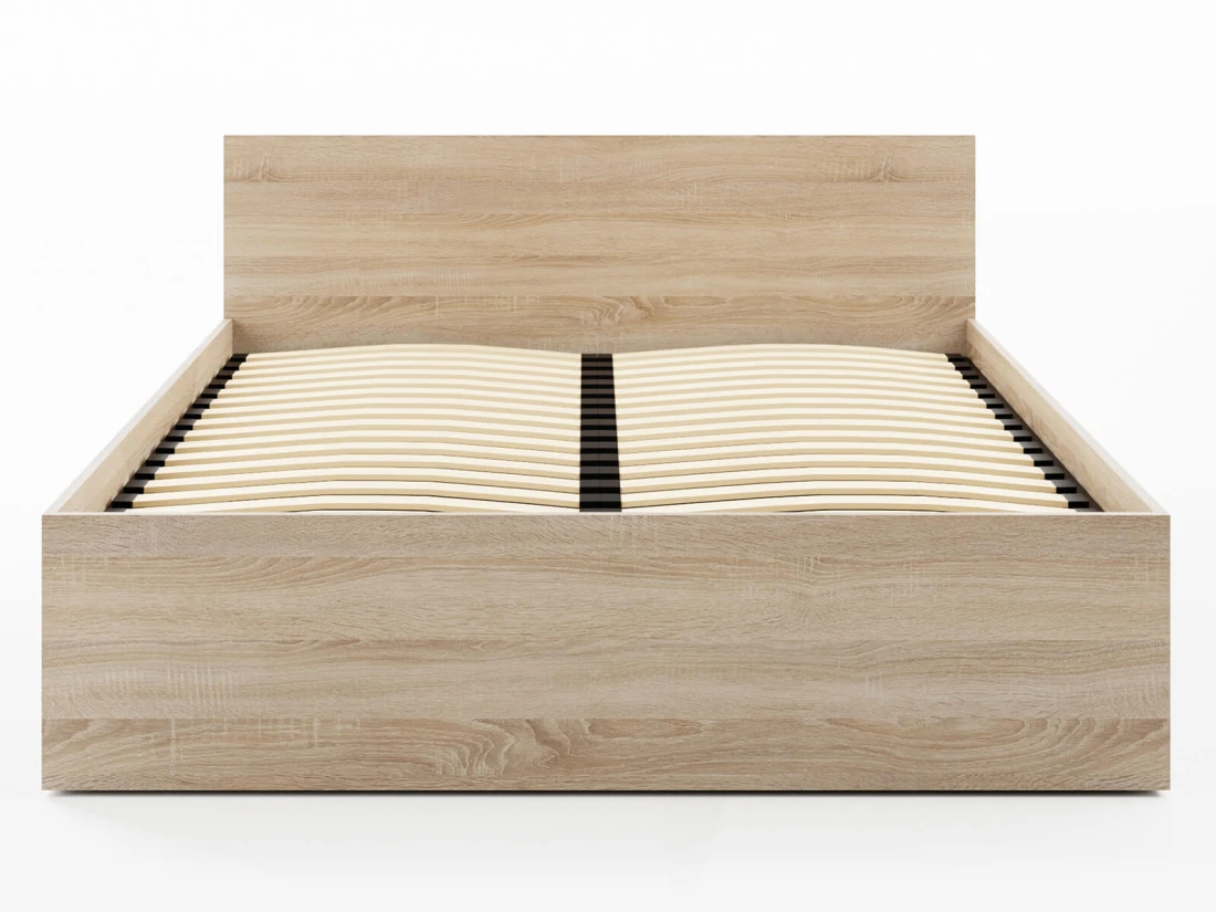 Letto 180x200 DM1 rovere di sonoma con telaio metallico sollevabile e contenitore