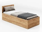 Letto 90x200 DM1 rovere artigianale con telaio metallico sollevabile e contenitore