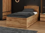 Letto 90x200 DM1 rovere artigianale con telaio metallico sollevabile e contenitore