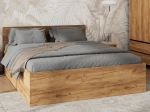 Letto 120x200 DM1 rovere artigianale con telaio metallico sollevabile e contenitore