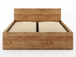 Letto 140x200 DM1 rovere artigianale con telaio metallico sollevabile e contenitore
