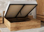 Letto 180x200 DM1 rovere artigianale con telaio metallico sollevabile e contenitore
