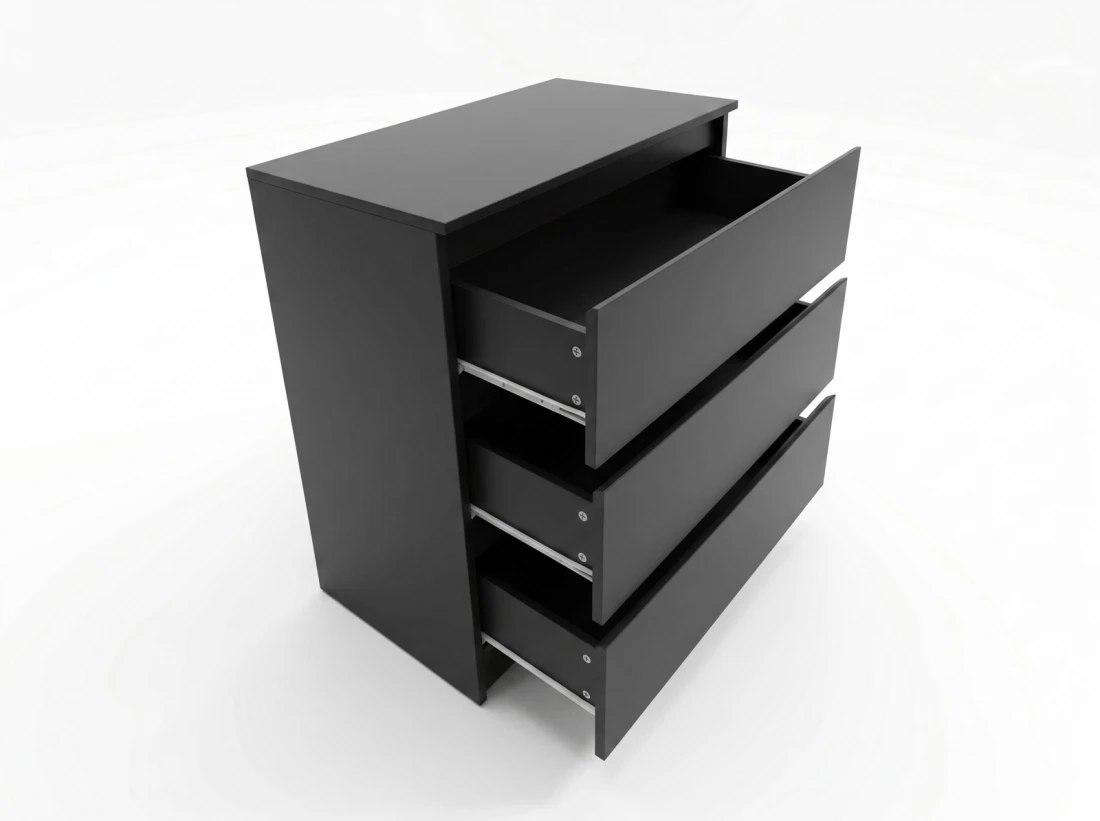 Cassettiera 3S 70x77 cm Fabio nero