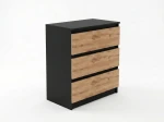 Cassettiera 3S 70x77 cm Fabio nero + rovere artigianale