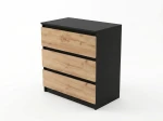 Cassettiera 3S 70x77 cm Fabio nero + rovere artigianale