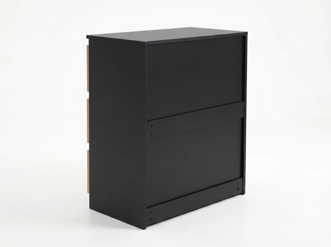 Cassettiera 3S 70x77 cm Fabio nero + rovere artigianale