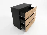 Cassettiera 3S 70x77 cm Fabio nero + rovere artigianale