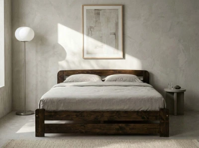 Letto 160x200 Lidia in pino colore noce