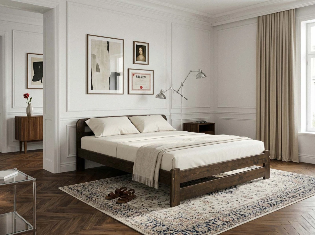 Letto in pino 180x200 Lidia colore noce