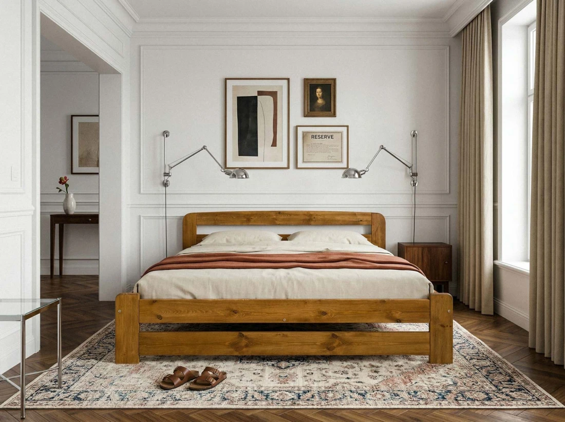 Letto in pino 180x200 Lidia colore rovere