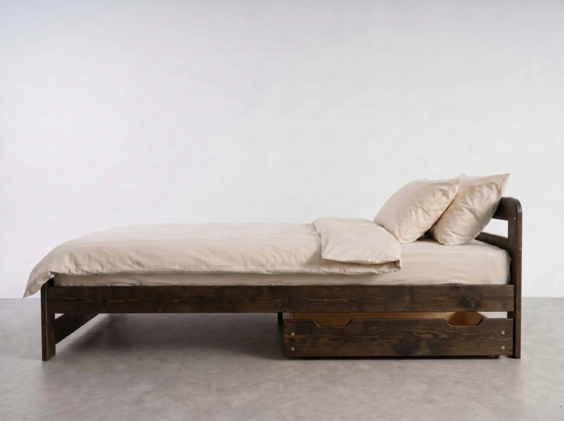 Cassetto da letto in pino 98cm noce