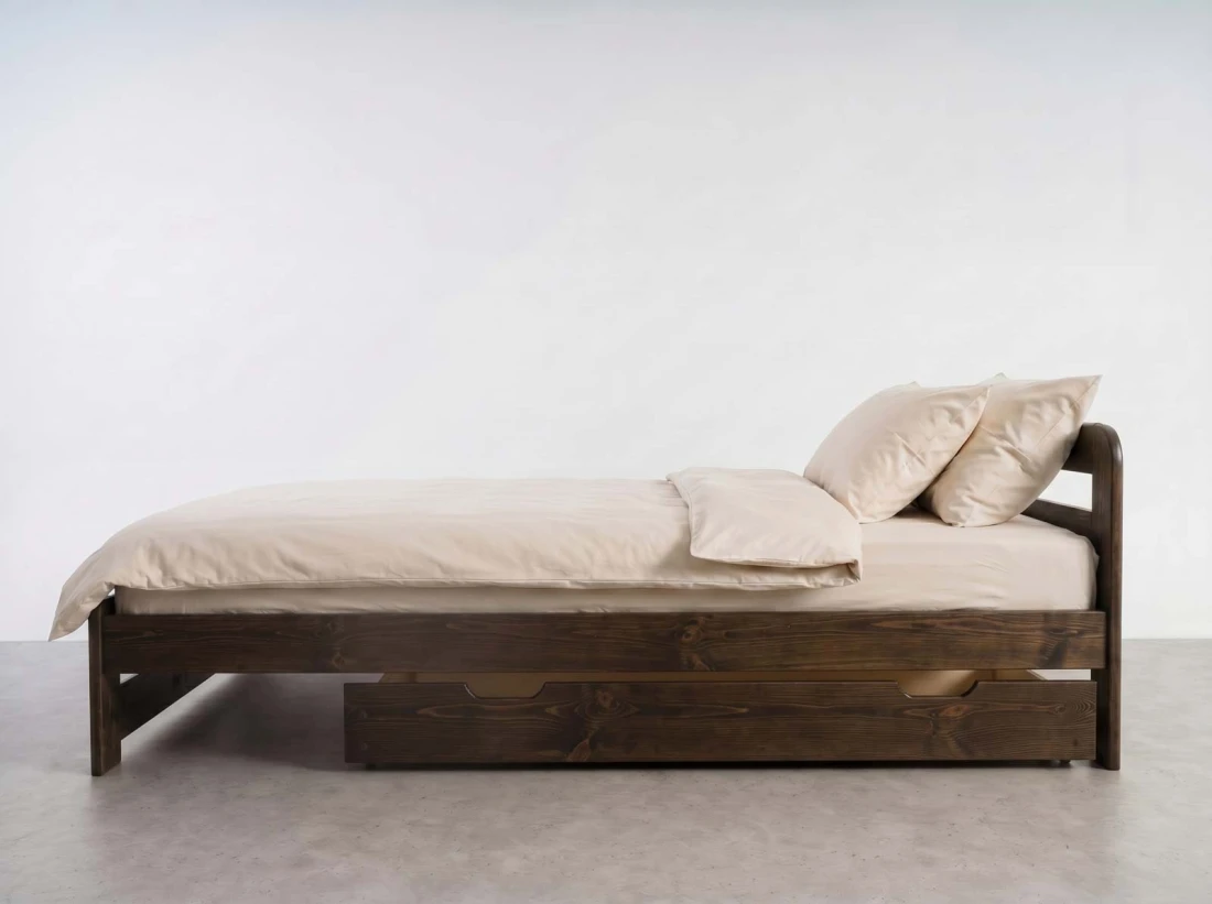 Cassetto da letto in pino 150 cm noce