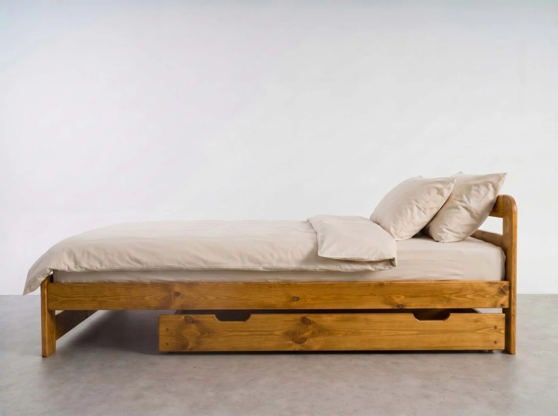 Cassetto da letto in pino 150cm rovere