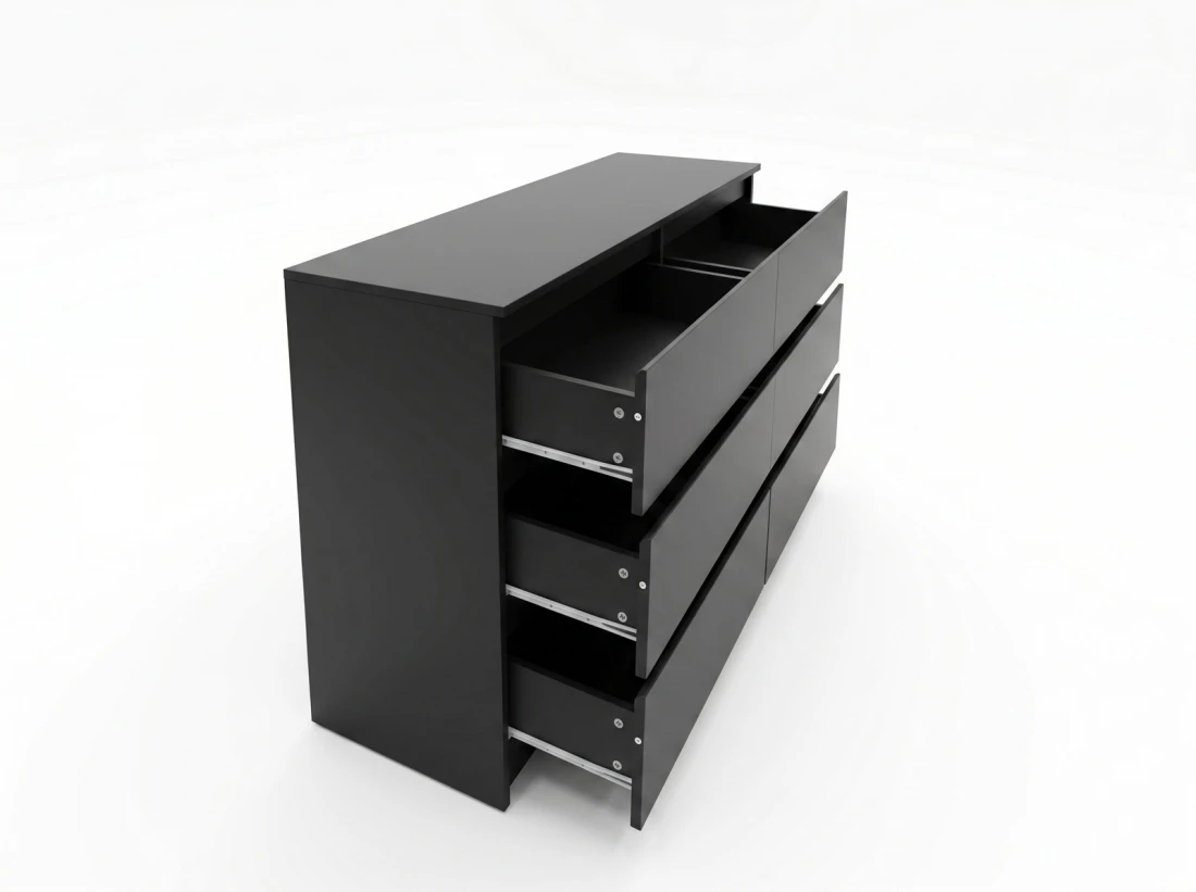 Cassettiera 6S 120x77 cm Fabio nero