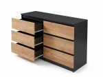 Cassettiera 6S 120x77 cm Fabio nero + rovere artigianale