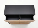 Cassettiera 6S 120x77 cm Fabio nero + rovere artigianale