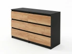 Cassettiera 6S 120x77 cm Fabio nero + rovere artigianale