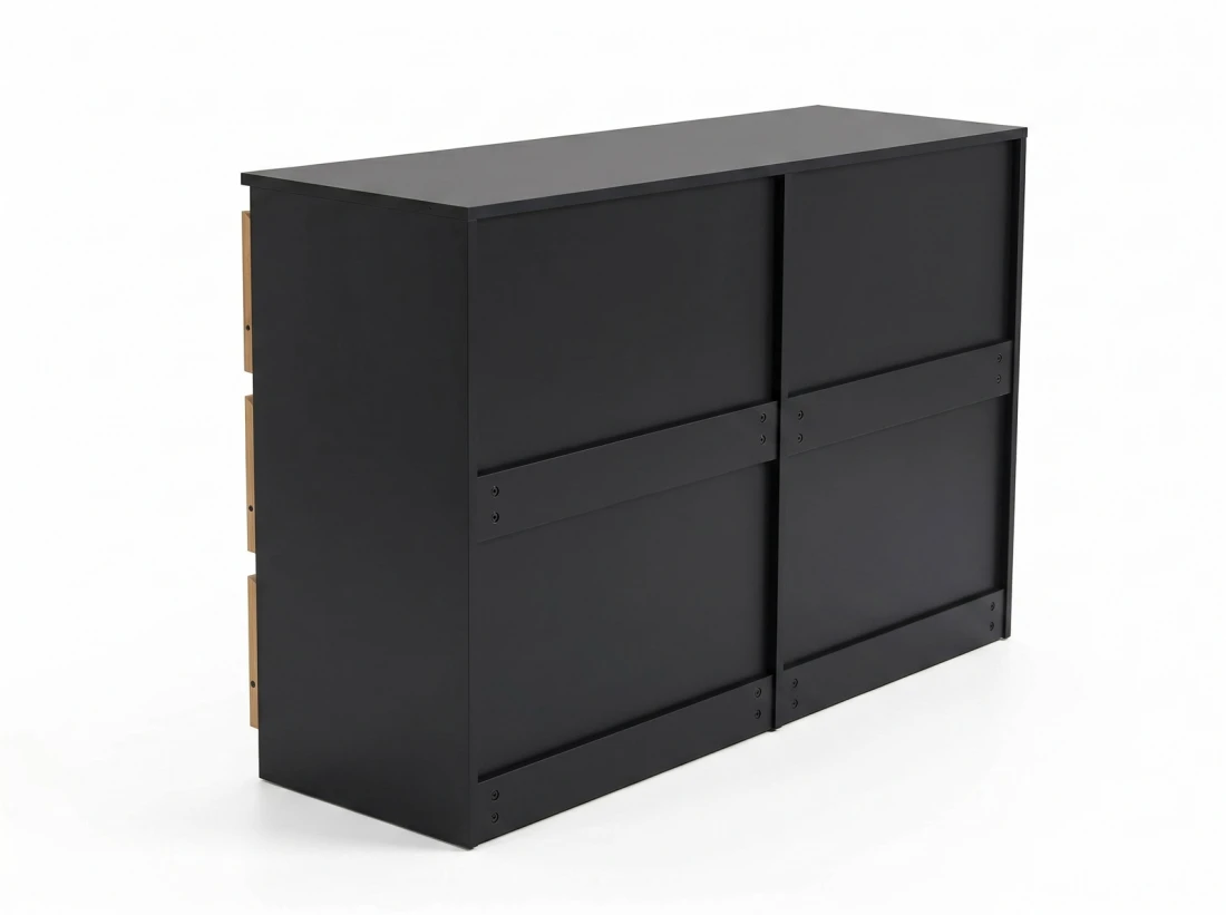 Cassettiera 6S 120x77 cm Fabio nero + rovere artigianale