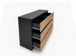 Cassettiera 6S 120x77 cm Fabio nero + rovere artigianale