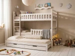 Letto a castello in legno per 3 persone 90x200 cm con cassetti P3S bianco
