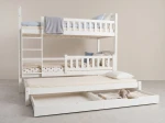 Letto a castello in legno per 3 persone 90x200 cm con cassetti P3S bianco