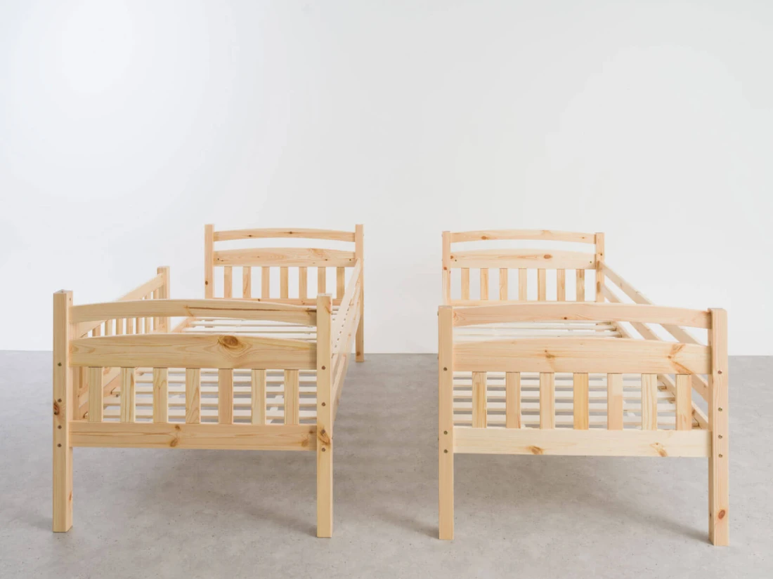Letto a castello in legno per 3 persone 90x200 cm con cassetti P3S pino