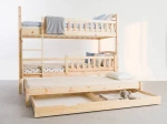 Letto a castello in legno per 3 persone 90x200 cm con cassetti P3S pino
