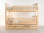 Letto a castello in legno per 3 persone 90x200 cm con cassetti P3S pino