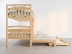 Letto a castello in legno per 3 persone 90x200 cm con cassetti P3S pino