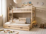 Letto a castello in legno per 3 persone 90x200 cm con cassetti P3S pino